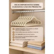 Kit 10 Adult Velvet Hangers Slim Ultra Thin Non-Slip - Beige - View 2