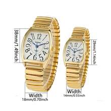 XAPWV Đồng hồ đôi thạch anh thời trang thường ngày, thiết kế hình thùng cổ điển dành cho nữ, dây đeo co giãn, đồng hồ đeo tay tối giản thanh lịch. - Nhiều màu - Xem 7