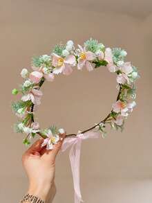 Băng đô hoa màu hồng nhạt kiểu cổ tích (1/2/3 chiếc), băng đô cài tóc kiểu rừng, phụ kiện hoa giả cho bé gái và phụ nữ, phụ kiện chụp ảnh. - Nhiều màu - Xem 27