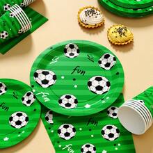 Bộ đồ ăn dùng một lần 16 món Green Star Soccer, bao gồm đĩa, khăn ăn và cốc, thích hợp cho các bữa tiệc, sinh nhật, đám cưới, dã ngoại gia đình. - Kiểu 4 - Xem 4