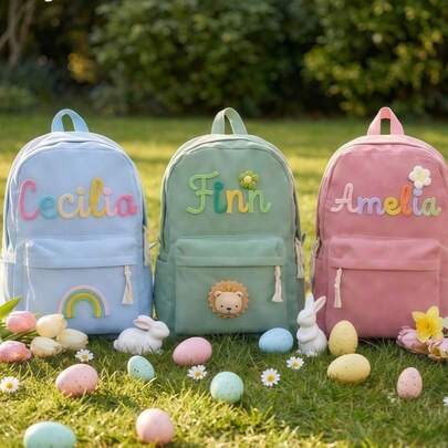 1pc Personalized Toddler Backpack, Corduroy Backpack With Baby's Name, Pink Fashion Cute School Bag, Handmade Embroidered Corduroy Backpack, Suitable For School And Daycare, Creative Unique Cute Backpack, Back To School/Birthday/Holiday Customized Gift, Outdoor Backpack