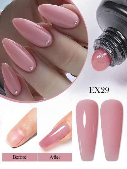 MEET ACROSS 1瓶30毫升粉色美甲延长胶，持久耐用，无异味，易于使用，半永久快速延长指甲胶，夏季美甲专用UV凝胶，美甲沙龙及居家DIY美甲用品