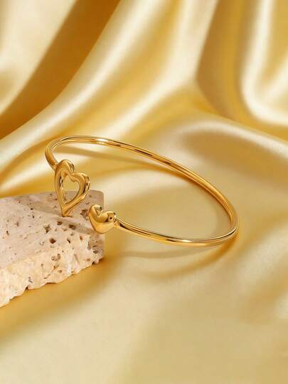 1 chiếc vòng tay rỗng bằng thép không gỉ mạ vàng 18K, chống thấm nước và chống phai màu, thích hợp cho phụ nữ đeo hàng ngày.