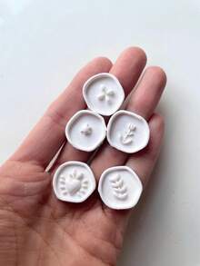 Set de sellos de arcilla con diseño de corazón botánico, 1/5 piezas de 20mm de sello de estampado en relieve de arcilla polimérica para joyería - Blanco - Ver 8