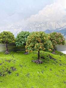 Realistic Mini Fruit Tree, Plastic Mini Orchard Decor With Orange And Red Fruits, Suitable For Home, Office Or Outdoor Decor, Garden Decoration, Train Model Display, Fairy Garden, Valentine's Day Gift, Diorama Desktop Landscape, DIY Decor Model Scene, Creative Hobby Gift - Multicolor - View 6