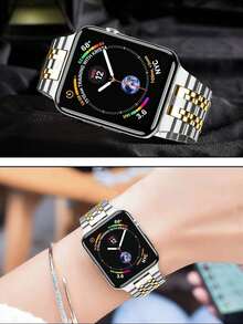 1 pezzo Cinturino in metallo argento e oro, compatibile con Apple Watch Serie 11/10/9/8/7/6/5/4/3/2/1 SE Ultra, cinturino in acciaio inossidabile con sgancio rapido e utensile di rimozione, adatto per 44mm 38mm 40mm 41mm 42mm 45mm 46mm 49mm, adatto per feste, regali per vacanze, accessori per donna, accessori da spiaggia per donna e uomo - Multicolore - Visualizzare 4