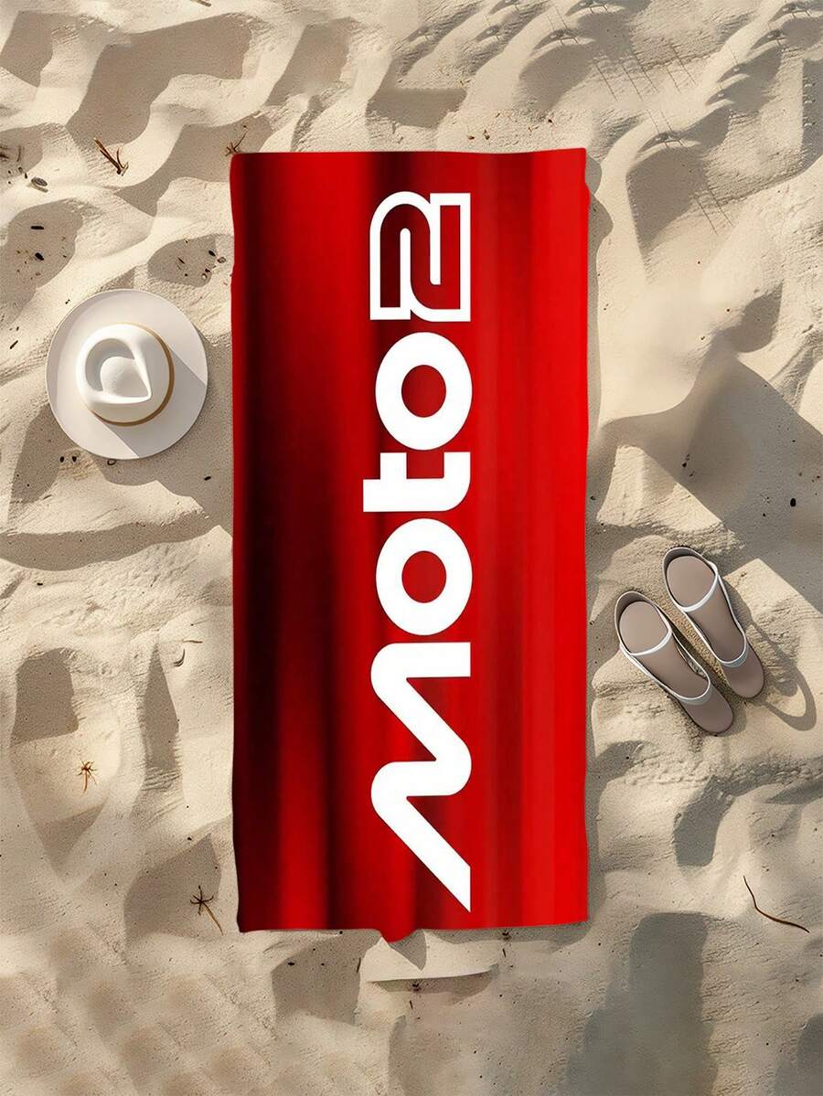 1pc Motorcycle Racing Pattern Beach Towel - A Quick-Drying Microfiber Towel Perfect For The Beach, Beach Vacations, Swimming, Camping, And Summer-Themed Parties. This Versatile Towel Is Ideal For Both Indoor And Outdoor Sports, Making It The Perfect Holiday Gift. - Red 2 - View 1