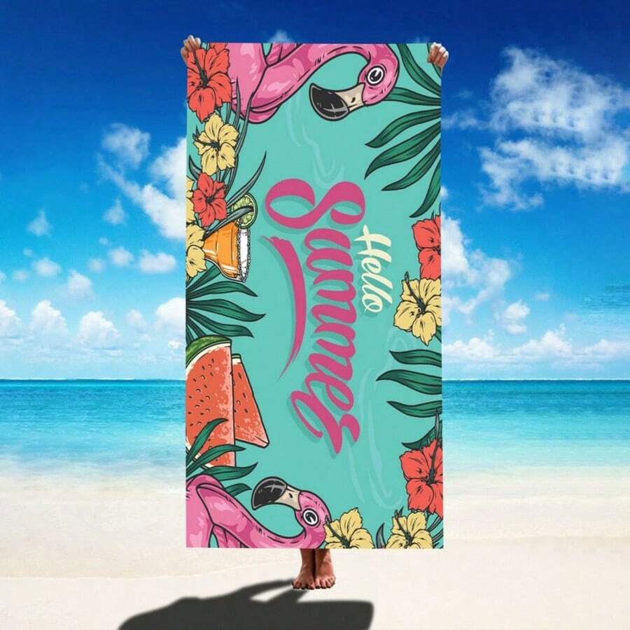 超柔软微纤维沙滩巾,火烈鸟印花沙滩浴巾,大号毛巾,适合居家、浴室、户外旅行,超级柔软速干,可用作生日礼物、女士礼物、瑜伽、游泳、跑步、旅行、露营披肩毛巾 - A - 查看 1