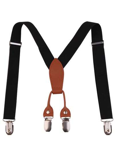 Suspenders For Boys And Girls Toddler, Baby Leather 4 Clips Strong Metal Adjustable Suspender