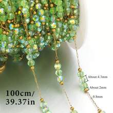 1米304不锈钢镀18K金多色玻璃珠链，手工串珠链，DIY饰品项链手链制作链，女士不锈钢饰品配件 - 鏈條 - 查看 13
