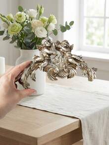 1 bức tượng thiên thần chơi đàn piano phong cách châu Âu cổ điển, chất liệu nhựa resin phủ lá vàng/bạc, thích hợp trang trí tường nhà, khách sạn, đám cưới, tiệc tùng và làm đạo cụ chụp ảnh. - Nhiều màu - Xem 12