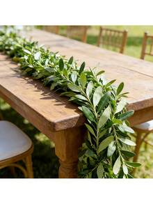1 pieza - Enredadera de hojas de olivo artificial - Flor artificial verde realista - Para patio/jardín/piscina/exterior/arco/fiesta/boda/cumpleaños/banquete/té/evento nocturno - Adecuado para primavera - Ver 8