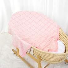All Season Baby Knitted Blanket, Cute Diamond Pattern Newborn Stroller Blanket, Children Blanket, Essential Baby Items - Light Pink - View 2
