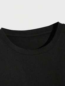 Romwe Men's Funny Graphic T-Shirts, Full Body Coverage, Men's Casual Short Sleeve Crew Neck T-Shirt, Simple And Stylish Men's Clothing, Soft - 黑色 - 查看 3