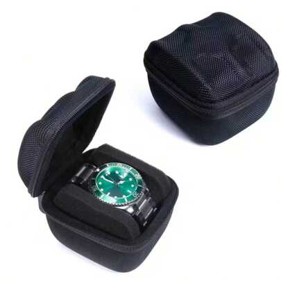 1-15格手表收纳盒，拉链礼盒（黑色），便携式手表整理展示架，适用于腕表和智能手表