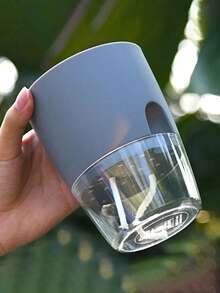 1個透明雙層塑膠自動澆水花盆，附進水口/手工編織植物吊籃盆架，結繩吊飾，陽台懸掛裝飾，居家園藝用品 - 多色 - 查看 7