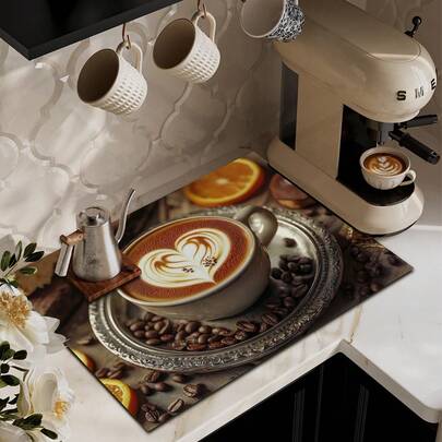 1pc, 2D Coffee Heat-Resistant, Non-Slip Top Measuring Cover, Scratch-Resistant Rubber Protector. It Can Be Used As A Protective Pad For Coffee, Quick-Drying Rubber Anti-Slip Protective Pad, Which Is Very Suitable For Coffee Bars, Home Additions, Fashion Anti-Slip And Scratch-Proof, And Is Very Suitable For Table Parties.