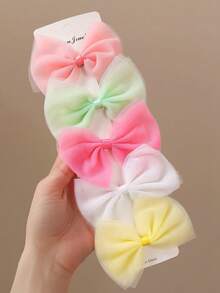 10pcs Colorful Shiny Mesh Chiffon Bow Hair Clips, Cute Princess Side Bangs Clips, Versatile Barrettes For Daily Use,Summer,Holiday,Travel, Head Accessories,Festival,Party - Multicolor - View 4