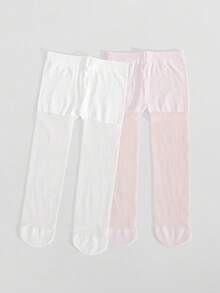 2pcs Girls' Solid Color Sheer Tight Leggings, Minimalist All-Match Versatile Stockings, Breathable & Cool For Summer - Multicolor - View 2