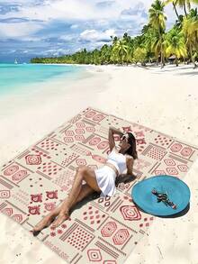 1pc Outdoor Picnic Mat, Colorful Polygon Print Design, Suitable For RV Patio, Camping, Backyard And Picnics, Lightweight And Easy To Carry, Convenient To Clean In Spring And Summer, Essential Outdoor Decor - B - View 13