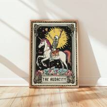 1 pezzo cartellone su tela da parete magico, senza cornice, con stampa di scheletro divertente, tarocchi mistici, unicorno arcobaleno, strega, decorazione per soggiorno, camera da letto, camera del dormitorio - Tarocchi - Visualizzare 6