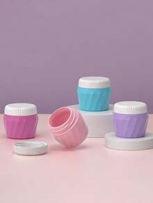 Pot de crème portable en silicone avec couvercle, petit contenant de lotion réutilisable, indispensable de voyage - Multicolore - Voir 4