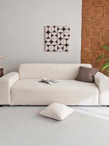 1pc Plush Velvet Stretch Sofa Cover, Pet-Friendly Non-Slip , Machine Washable Colorfast, Holiday Decor Adds Ambiance Protects Sofa, Fits 1/2/3/4 Seater Sofa, Comes With Anti-Slip Stick - Beige - View 3
