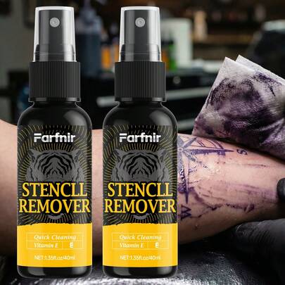 Farfnir Tattoo Stencil Cleaning Spray, 40ml Enriched With Aloe Vera And Calendula Extracts. Fresh, Non-Greasy, Gentle And Non-Irritating. Suitable For Cleaning Incorrect Or Unclear Stencil Transfers. Provides Gentle Care For All Skin Types. Designed For Professional Use In Tattoo Shops – An Essential Product For Tattooing.