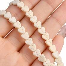 Hạt đá núi lửa hình trái tim, 1 dải đá núi lửa tự nhiên, mặt dây chuyền hình trái tim, phong cách Bohemian để làm vòng cổ, vòng tay, bông tai, đồ trang sức tự làm trong kỳ nghỉ. - Trái tim nhỏ bé - Xem 13