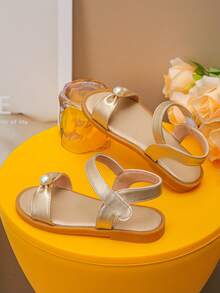 A Pair Of Champagne Sandals In Spring And Summer, Decorated With Exquisite Bows, Have A Sweet Style, Which Is Very Suitable For Matching Dresses And Other Clothing, And Is Suitable For Holiday Play And Daily Life. - Gold - View 5