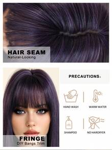 7JHH WIGS 34英寸超长直发紫色假发，带刘海 - 超长自然层次假发，高品质柔软合成纤维假发，适合女性日常佩戴、节日派对、毕业礼物 - 初学者无需胶水即可佩戴假发 - 紫色 - 查看 6