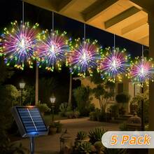 5pcs Solar Powered Firework Lights, 240/300/450 LED String Lights, 8 Switchable Lighting Modes, Automatic Night Lighting For Outdoor Garden, Yard, Porch, Wedding, Party And Christmas Decor - Solar-powered Fireworks Lights - View 5