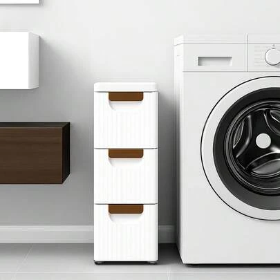 5-Drawer Rolling Narrow Storage Cabinet, Mobile Slim Organizer For Bathroom, Living Room And Bedroom 42D X 19W X 91H CM