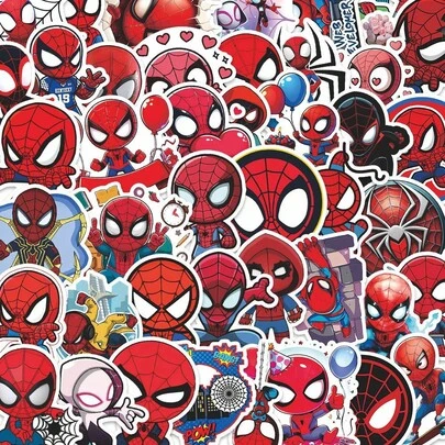  52 piezas de pegatinas de dibujos animados de Marvel Spider-Man - Pegatinas decorativas resistentes al agua adecuadas para cuadernos, fundas de teléfono y equipaje