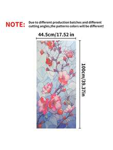 1pc 44.5 X 100cm Floral Colored Glass Window Film, Glueless Window Sticker, Reusable, Comes With Installation Tools, Suitable For Home Decor - B - View 2