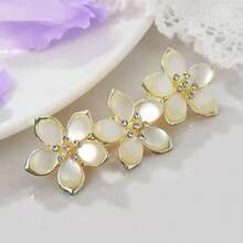 1pc Korean Oversized Bow Hair Clip With Rhinestone & Cat Eye Stone, Crystal Ponytail Clip, Claw Clips, Hair Slide, Hair Barrettes, Head Accessories, Hair Accessories For Women, Hairpin - Gold - View 10