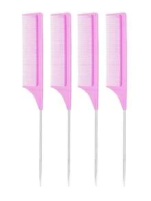 4/8pcs Set Hair Sectioning Comb, Rat Tail Comb, Highlighting Comb, Sectioning Comb, 1pc Carbon Fiber Plastic Hair Dye Comb, Stainless Steel Rat Tail Dye Comb, Highlighting Comb, Sectioning & Volumizing Comb - Multicolor - View 9