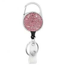 1pc Colorful Rhinestone Retractable ID Badge Reel, Adjustable Length, Hard Shell ID Card Holder Keychain Suitable For Metro Card, ID Card, Work Badge, Student ID, Exhibition Badge, Event Pass - Clay With Diamonds - View 14
