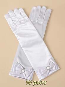 1/10 pares de guantes de seda de leche para niños, accesorios de disfraz de princesa de hielo, guantes mágicos para actuaciones en el escenario, vestido de princesa, desfile de moda, fiesta, regalo para niños - Amarillo - Ver 23