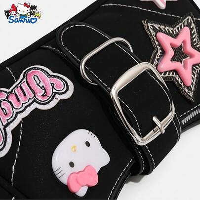  Túi xách Hello Kitty Sanrio họa tiết ngôi sao thanh lịch - Túi đeo vai giả da thời trang dành cho nữ, túi baguette dây xích phong cách Y2K gợi cảm, thích hợp cho du lịch, mua sắm và tham quan.