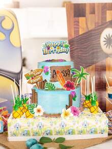 40件套夏季海滨冲浪主题蛋糕装饰，夏季主题蛋糕装饰，生日蛋糕装饰，纸质插片，夏威夷花卉和椰子树，夏季海滨主题蛋糕装饰，卡通主题蛋糕装饰，派对装饰，生日蛋糕装饰，适用于夏季海滩主题蛋糕，卡通主题蛋糕装饰，派对装饰，生日蛋糕装饰 - 查看 2