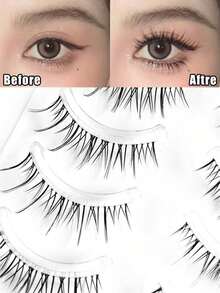 Bộ 5 cặp mi giả cao cấp kiểu Thái, siêu nhẹ, thân mi trong suốt tự nhiên, dễ sử dụng cho người mới bắt đầu. - màu đen - Xem 5