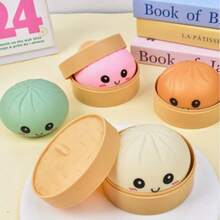 Colorful Face Steamed Bun Squishy – Fast Rebound Food Toy, Cute Baozi Stress Relief Fidget - 彩色 - 查看 2