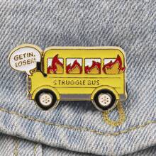 3件套黄色校车珐琅徽章套装 趣味卡通汽车胸针 翻领别针 徽章 背包服装配饰 时尚饰品 朋友礼物 - 黃色 - 查看 5