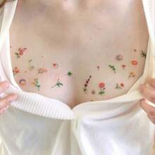 1pc Washable Ins-Style Niche Healing Tattoo Sticker, Scattered Flowers + Planets, Waterproof Non-Fading Mori Style Fresh Fake Arm Tattoo Sticker For Women - Multicolor - View 4