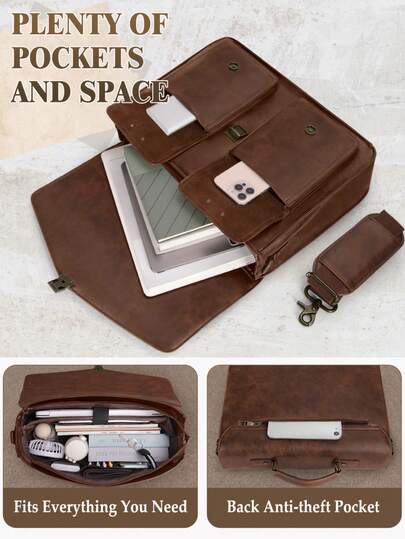 NEWHEY Túi đeo chéo cho nam, đựng laptop 17 inch, chất liệu da PU, cỡ lớn, túi đeo vai đựng máy tính, thích hợp cho công việc văn phòng.