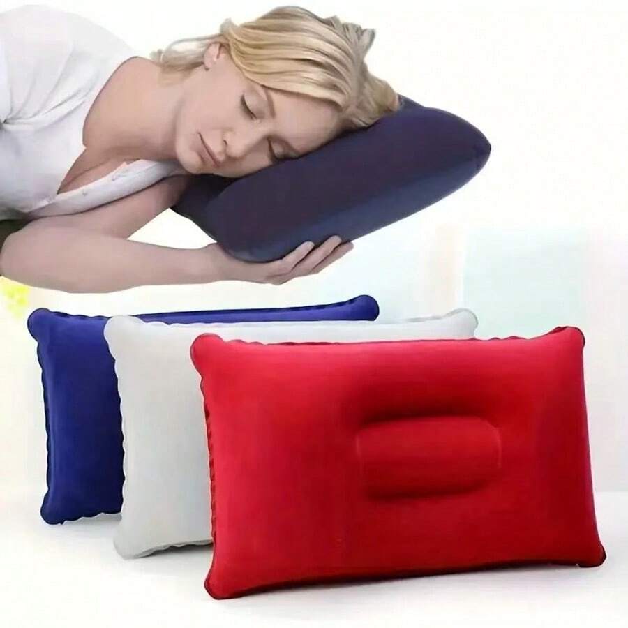 1pc Inflatable Square Pillow, Travel Neck Pillow, Portable U-Shaped Pillow Suitable For Airplane, Lightweight Foldable Nap Pillow Suitable For Travel And Office - Multicolor - View 1