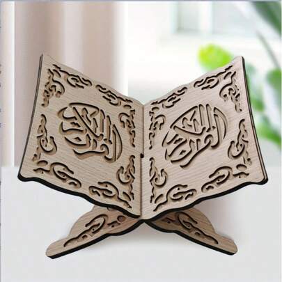 1PC Wooden Folding Shelf Bible Bookshelf Vintage Reading Bookshelf Display Reading Prayer Ramadan Decor