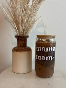 16.91盎司冰抹茶咖啡玻璃吸管杯，大容量抹茶玻璃吸管杯，咖啡冷饮吸管杯，适用于奶茶、咖啡、抹茶、果汁、茶，母亲节礼物，母亲生日礼物 - 彩色 - 查看 8