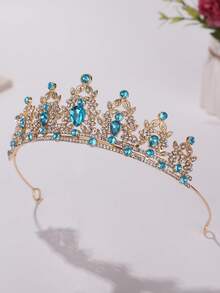 A Stylish And Exquisite Alloy Crown Suitable For Women's Wedding Party Hair Accessories,Summer,Beach - Baby Blue - View 4